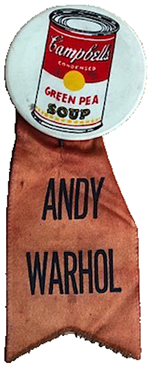 Andy Warhol ribbon given out at his first Pop Art show in New York at the Stable Gallery.