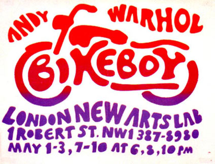 London poster for Andy Warhol's film, Bike Boy