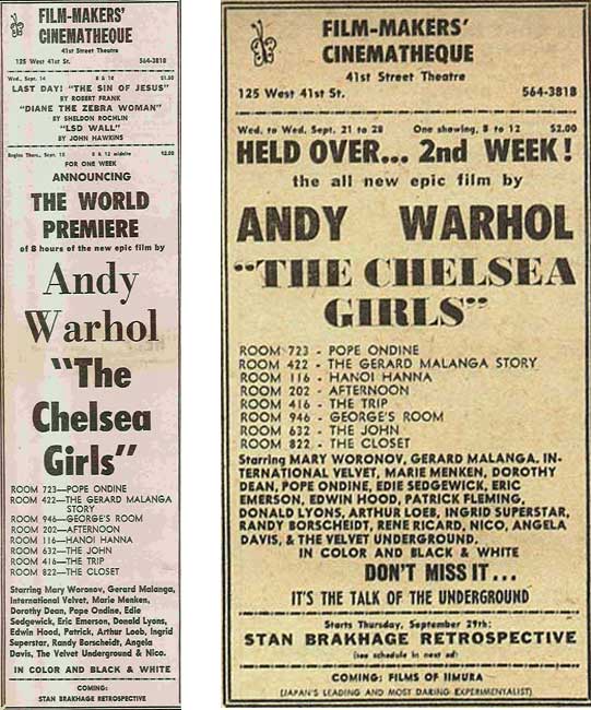 Andy Warhol's Chelsea Girls premiere