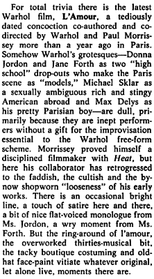 Review of Andy Warhol's L'Amour in New York magazine