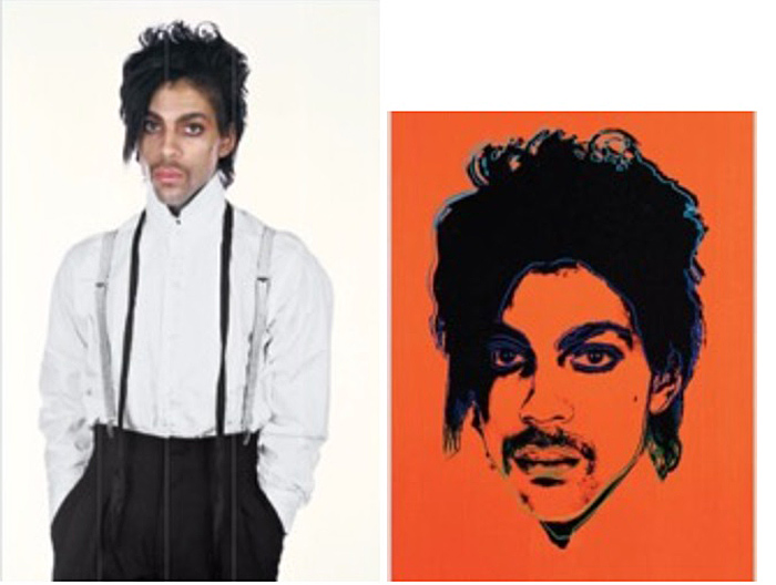 Andy Warhol's Prince compared to Lynn Goldsmith's photograph of Prince