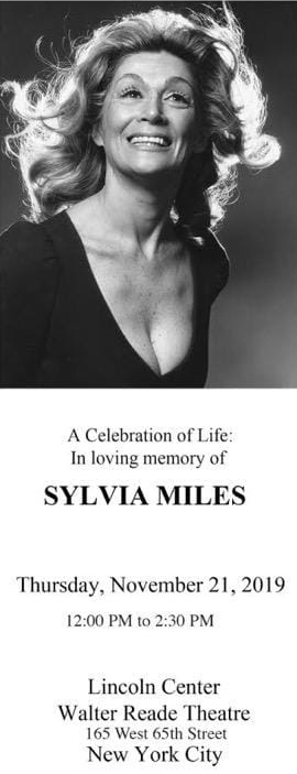 Sylvia Miles memorial