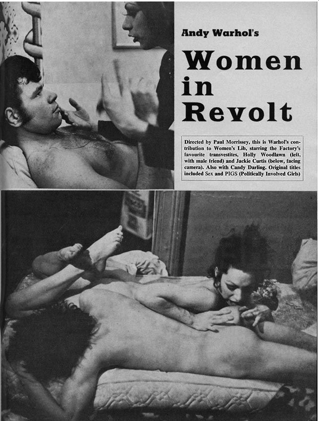 Hollly Woodlawn in Women in Revolt, produced by Andy Warhol and directed by Paul Morrissey